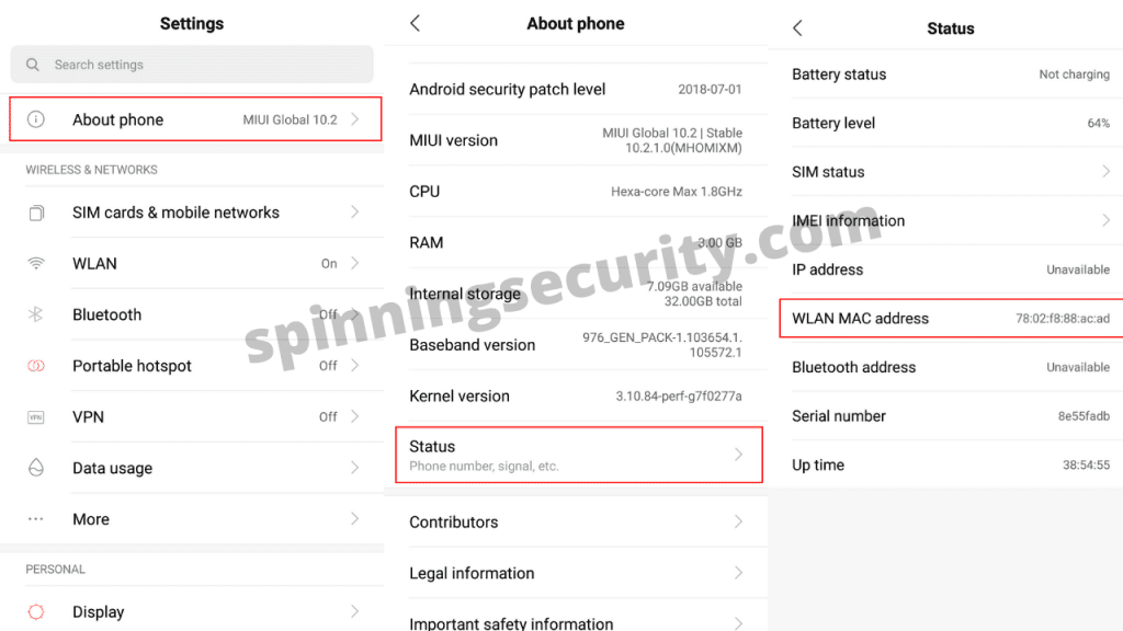 change mac address in android