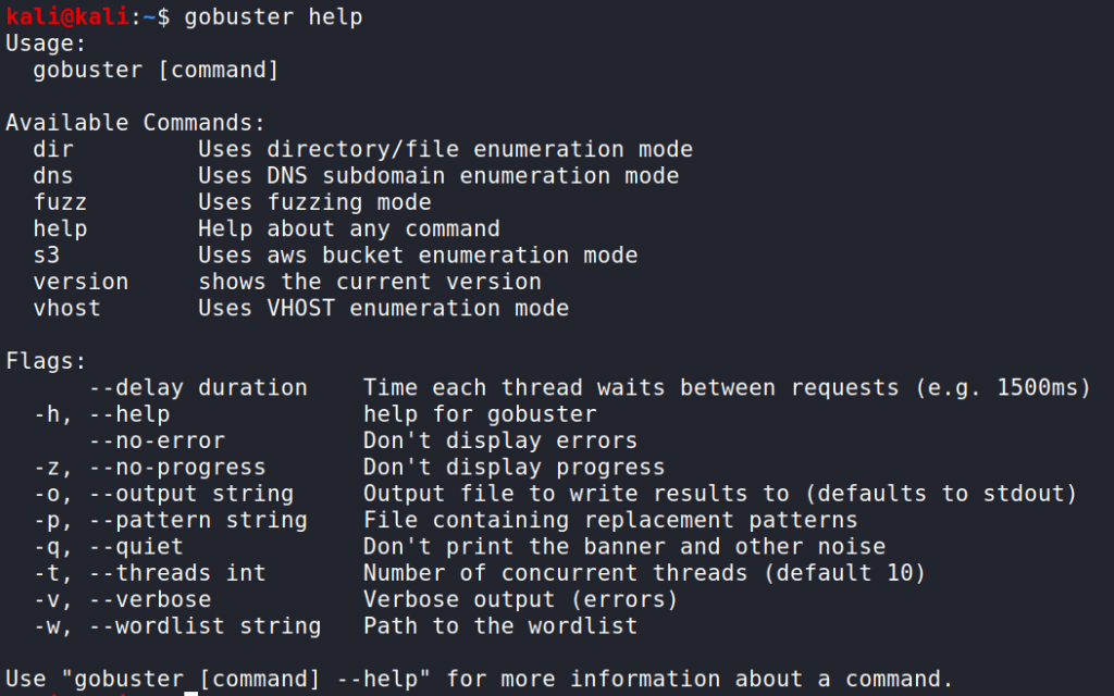 gobuster help